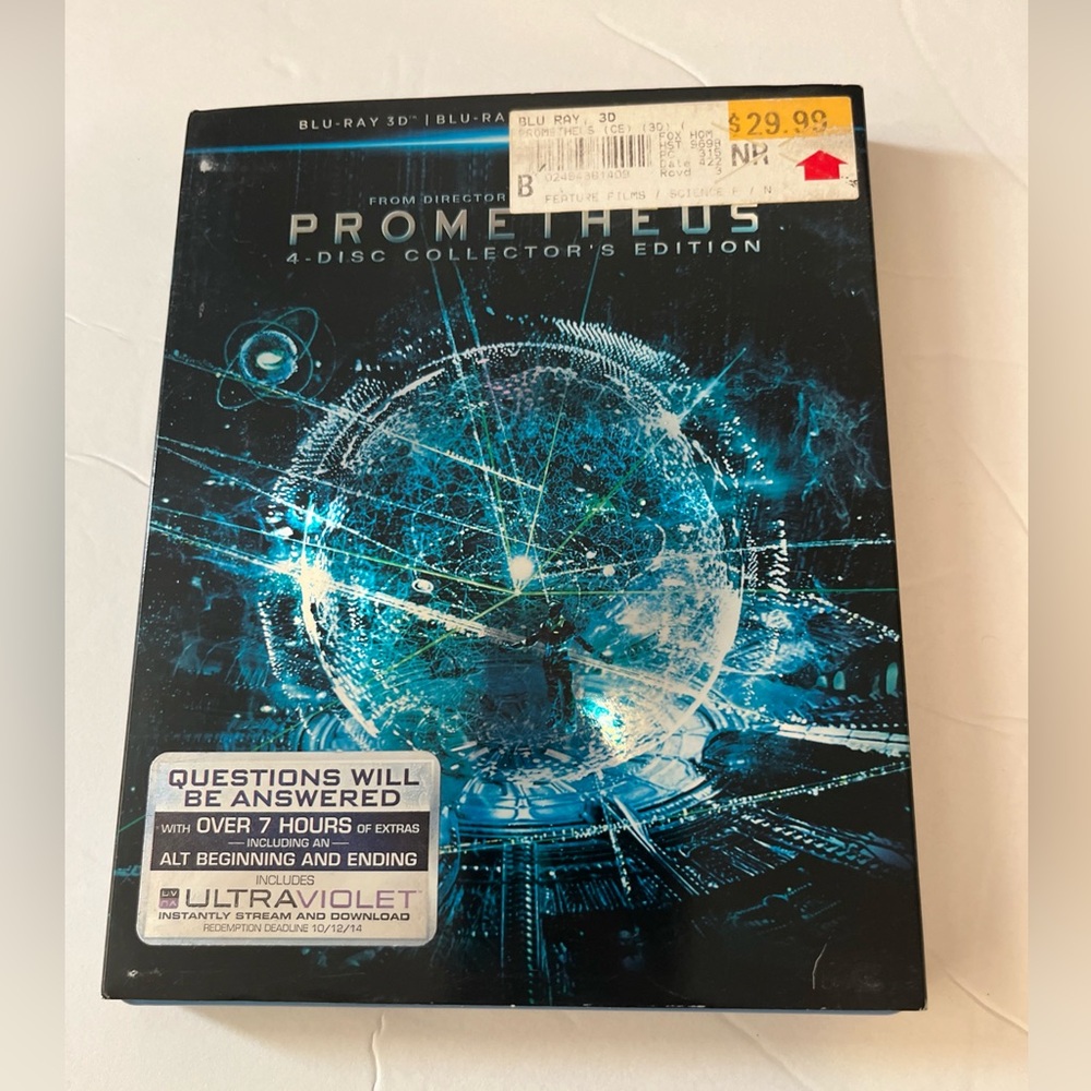 Prometheus (Blu-ray/DVD, 2012, 4-Disc Set, Collectors Edition) With Slip Cover